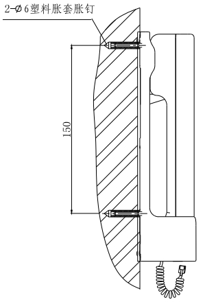 GST-TS-100A 型消防電話(huà)分機(jī)安裝示意圖