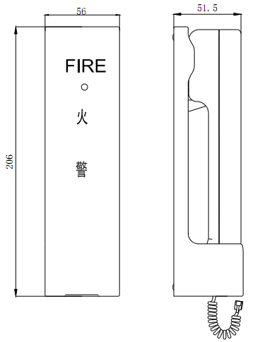GST-TS-100A型消防電話(huà)分機(jī)外形結(jié)構(gòu)圖